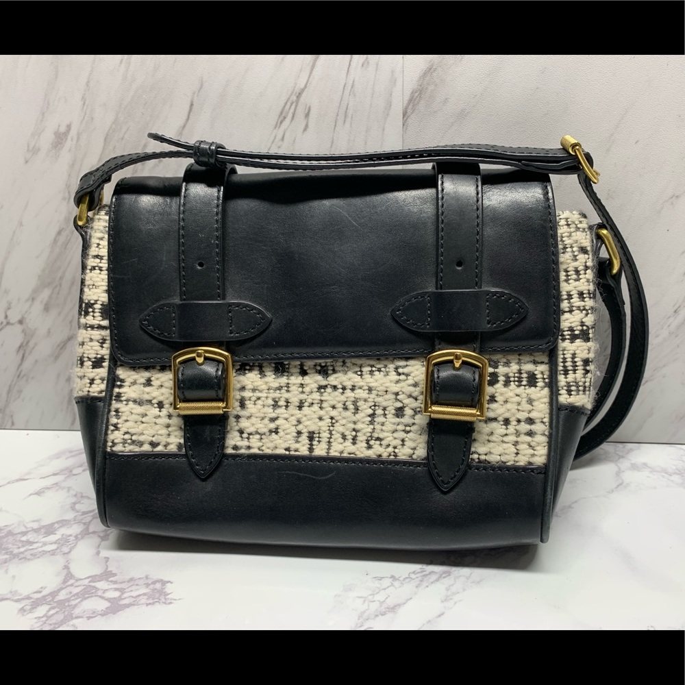 J Crew Tweed and Leather Satchel Crossbodybag